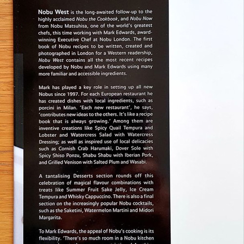 Nobu West cookbook used by Nobu Matsuhisa and Mark Edwards