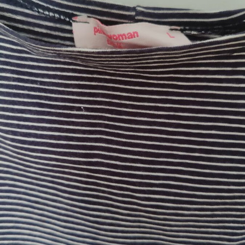 Pink Woman elastic dress size Large like new, white and blue