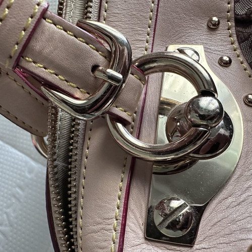DKNY handbag like new, beige and brown leather with metal studs