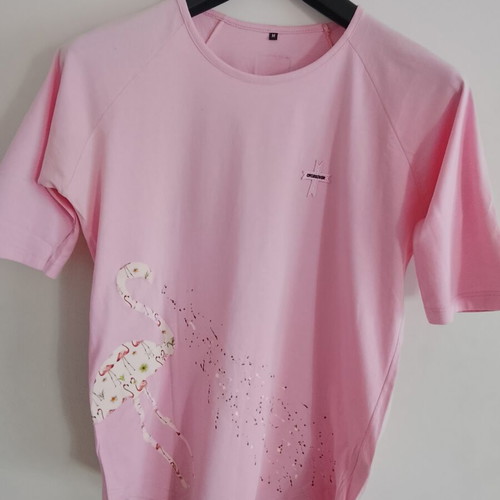 Men's short-sleeve Crossover shirt new, pink, size M