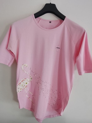 Men's short-sleeve Crossover shirt new, pink, size M