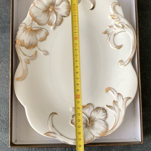 Serving plate new, 24 karat gold