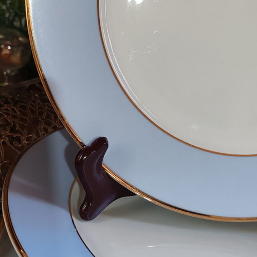 Royal Doulton porcelain dinner plates set of 6, gold rim, 25 cm