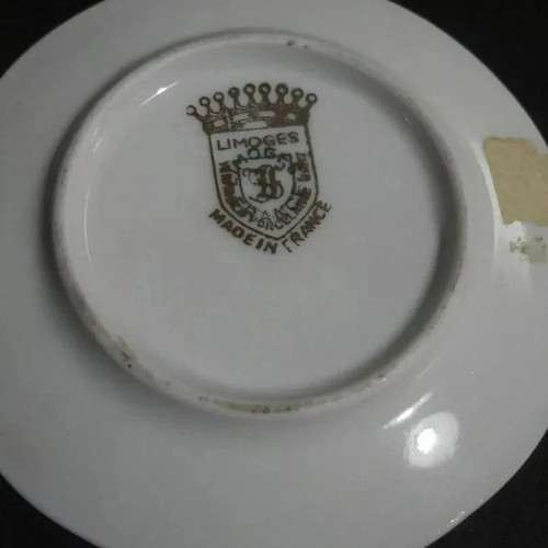 Limoges vintage miniature porcelain decorative plate used, Victorian couple theme