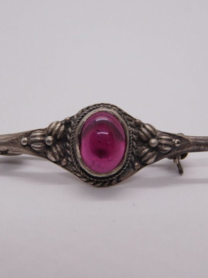 Silver brooch 925 with Amethyst cabochon