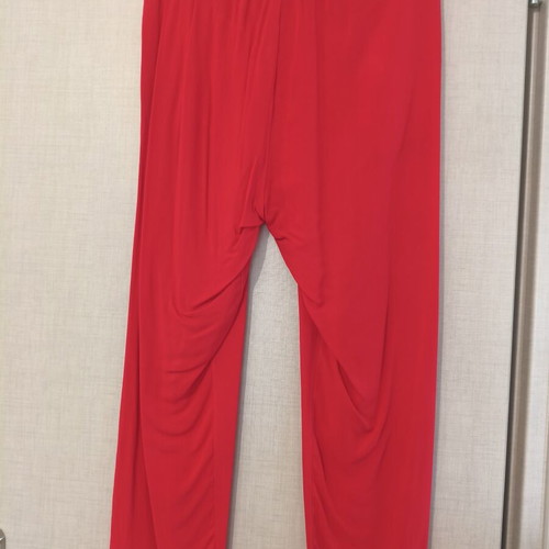 Paperbag high-waist pants with belt used, coral red, size M/L