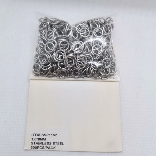 Stainless steel open rings 1.0×8 mm, pack of 500 pieces