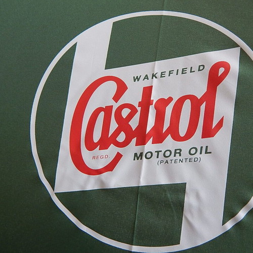Castrol Motor Oil umbrella like new, wooden handle, automatic open