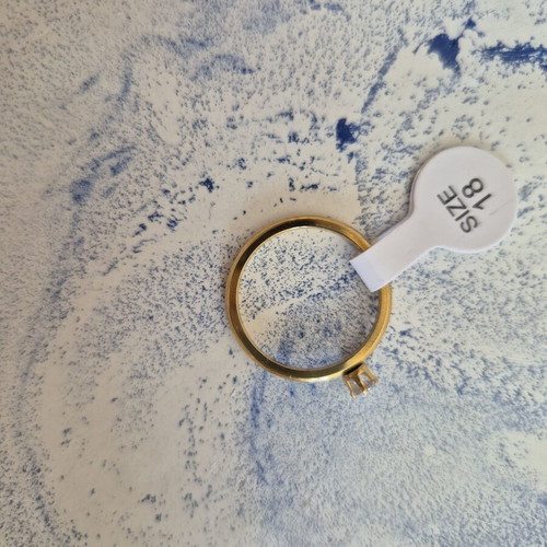 Gold solitaire ring stainless steel with white zircon stone