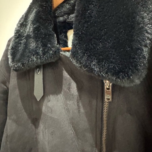 Stradivarius biker coat new, black with fur size M
