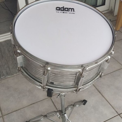 Adams snare drum used 14.5'' x 6.3'' with Granite stand