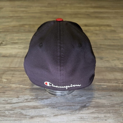 Champion mesh baseball cap used, red and navy blue adjustable hat