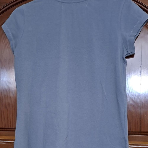 ZARA Trafaluc Rhinestone Graphic T-Shirt, size Large, muted blue gray