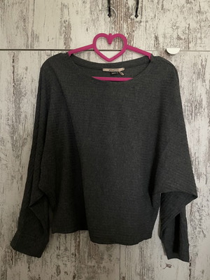 Attrattivo long-sleeve blouse loose fit with batwing sleeves and rib fabric size S, dark gray