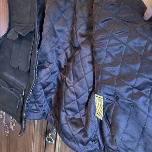 Genuine leather vest, brown, size 4XL
