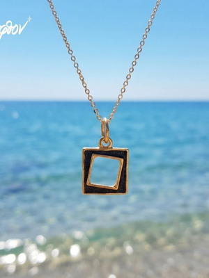 Quadrato Puro necklace new, black and gold enamel