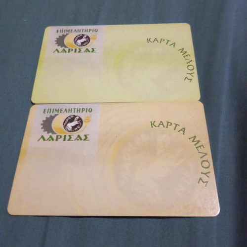 Epimelitirio Larissas membership cards new, set of 2
