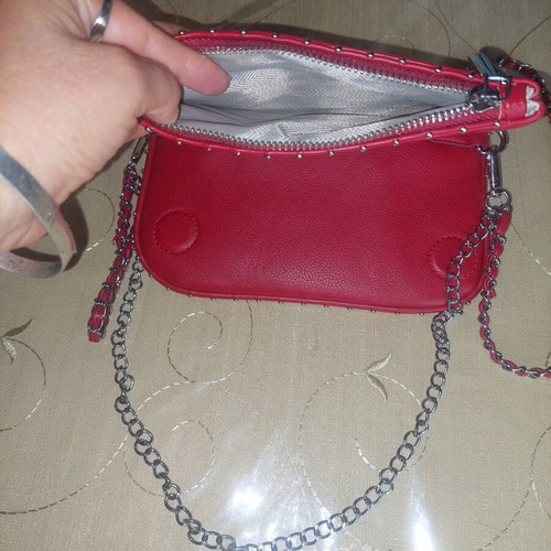 Red women's shoulder and handbag