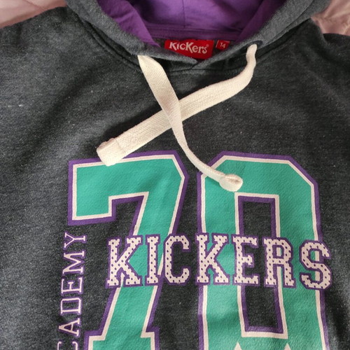 Kickers hoodie like new, grey with purple hood, size M