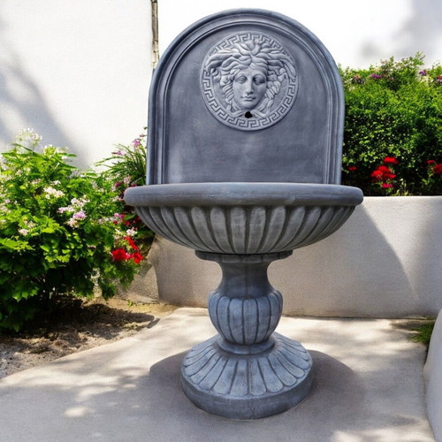 Versace Concrete Garden Wall Fountain New, Gray and White