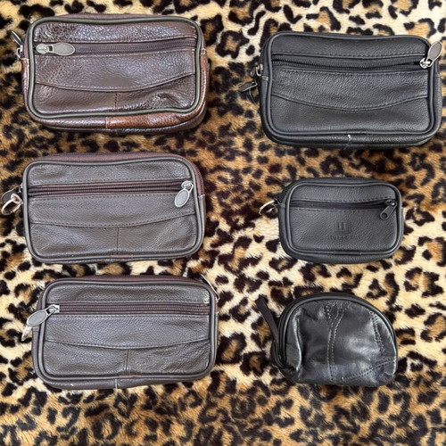 Leather men's wrist bags and wallets set of 6 new, brown and black