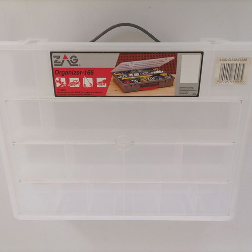 ZAG Organizer 166 storage box new, transparent plastic with 18 compartments