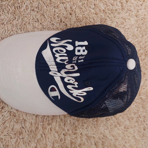 Champion cap used for teenager, adjustable, white and blue