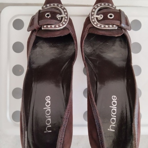 Haralas women's pumps Western Boho size 38.5 suede and leather like new, brown