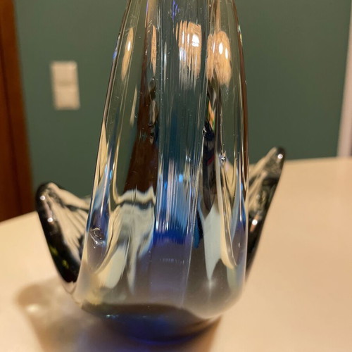 Murano Sommerso Vase 1960 like new, vintage blue