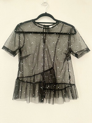 Mesh blouse with stars H&M like new, black, size XS