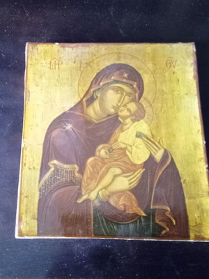 Wooden holy icon of Panagia used