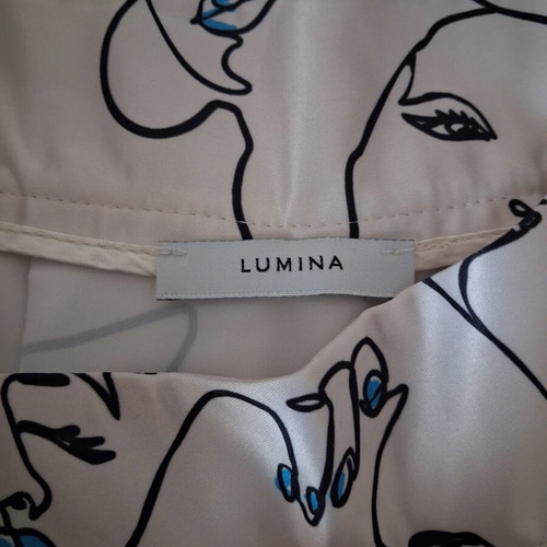 Lumina midi skirt like new with geometric faces, black and blue