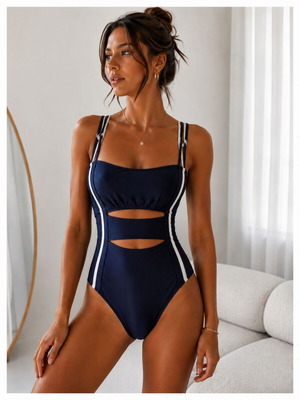 Sugarfree navy blue one-piece swimsuit medium, like new