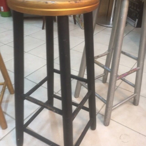 Wooden stools used, handmade painted