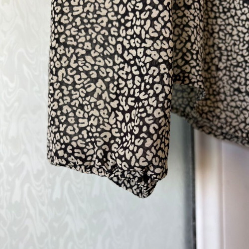 Va Vite Leopard Print Shirred Ruffle Blouse, EU 34 UK 6 XS