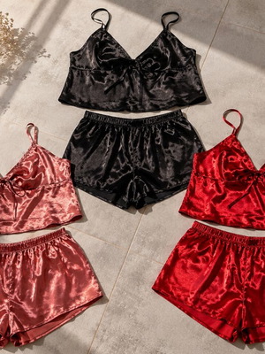 Satin Pajama Set like new, available in black and red