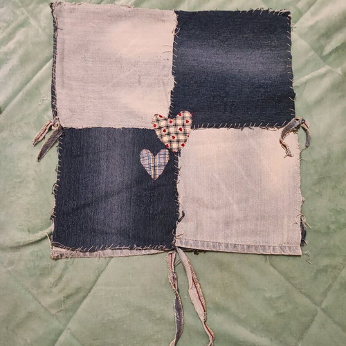 Denim pillowcase refurbished, square for sofa