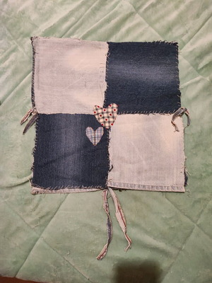 Denim pillowcase refurbished, square for sofa