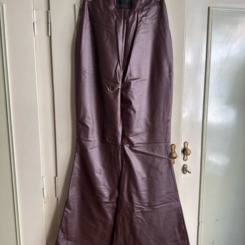 Marmalady flare faux leather pants brown new, size L