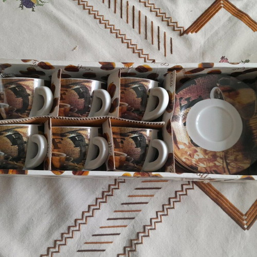 Harmony porcelain espresso cups set of 6 unused with saucers