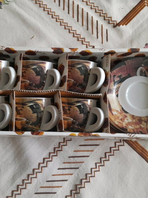 Harmony porcelain espresso cups set of 6 unused with saucers