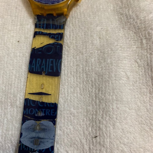 Swatch επετειακό ρολόι χειρός 1894-1994, μπλε λουράκι