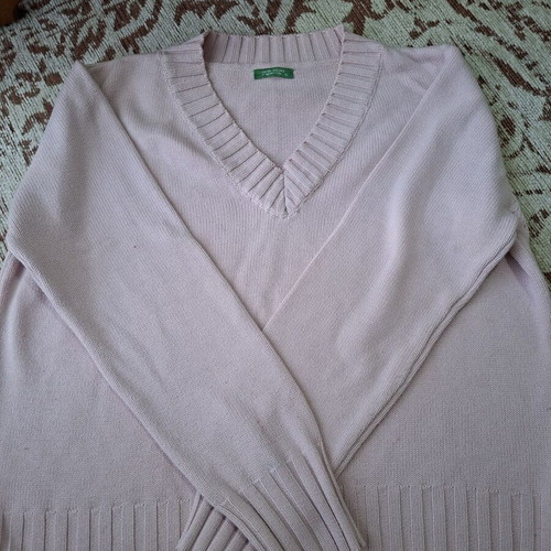 United Colors of Benetton women's pastel pink V-neck knit jumper size XL