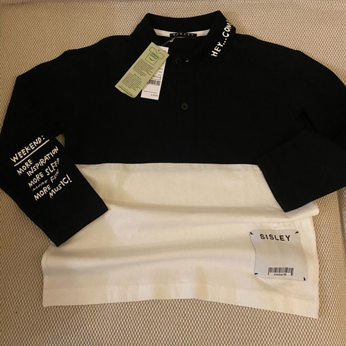 Sisley spring t-shirt for boys 7-8 years new, black and white