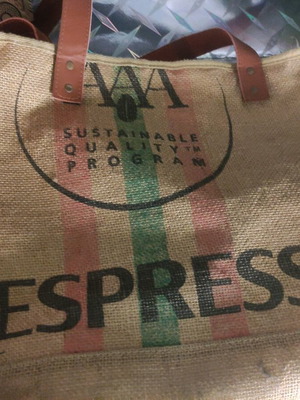 Nespresso tote bag new with jute and leather straps
