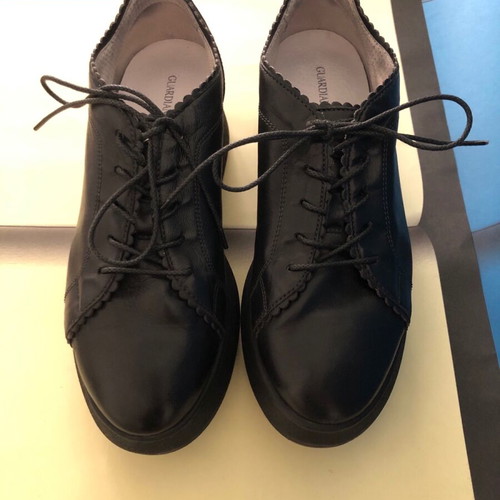 Guardiani Sport leather platform shoes used, black, size 38