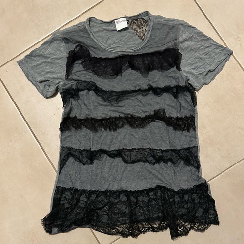 Red Valentino T-shirt Small with black lace, grey
