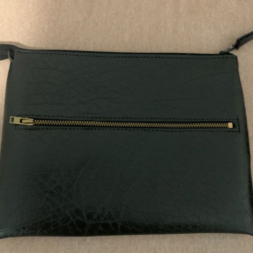 Clutch bag black with front zip pocket