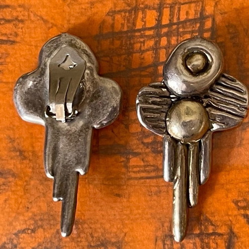 Silver earrings antique large branded used handmade 925