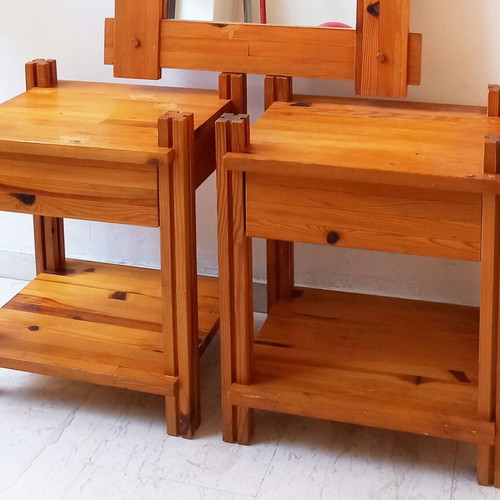 Bedroom set used, solid pine wood industrial style